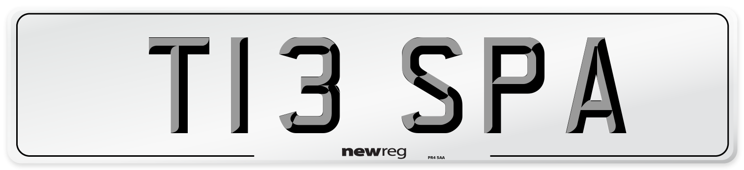 T13 SPA Number Plate from New Reg